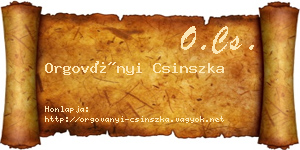 Orgoványi Csinszka névjegykártya